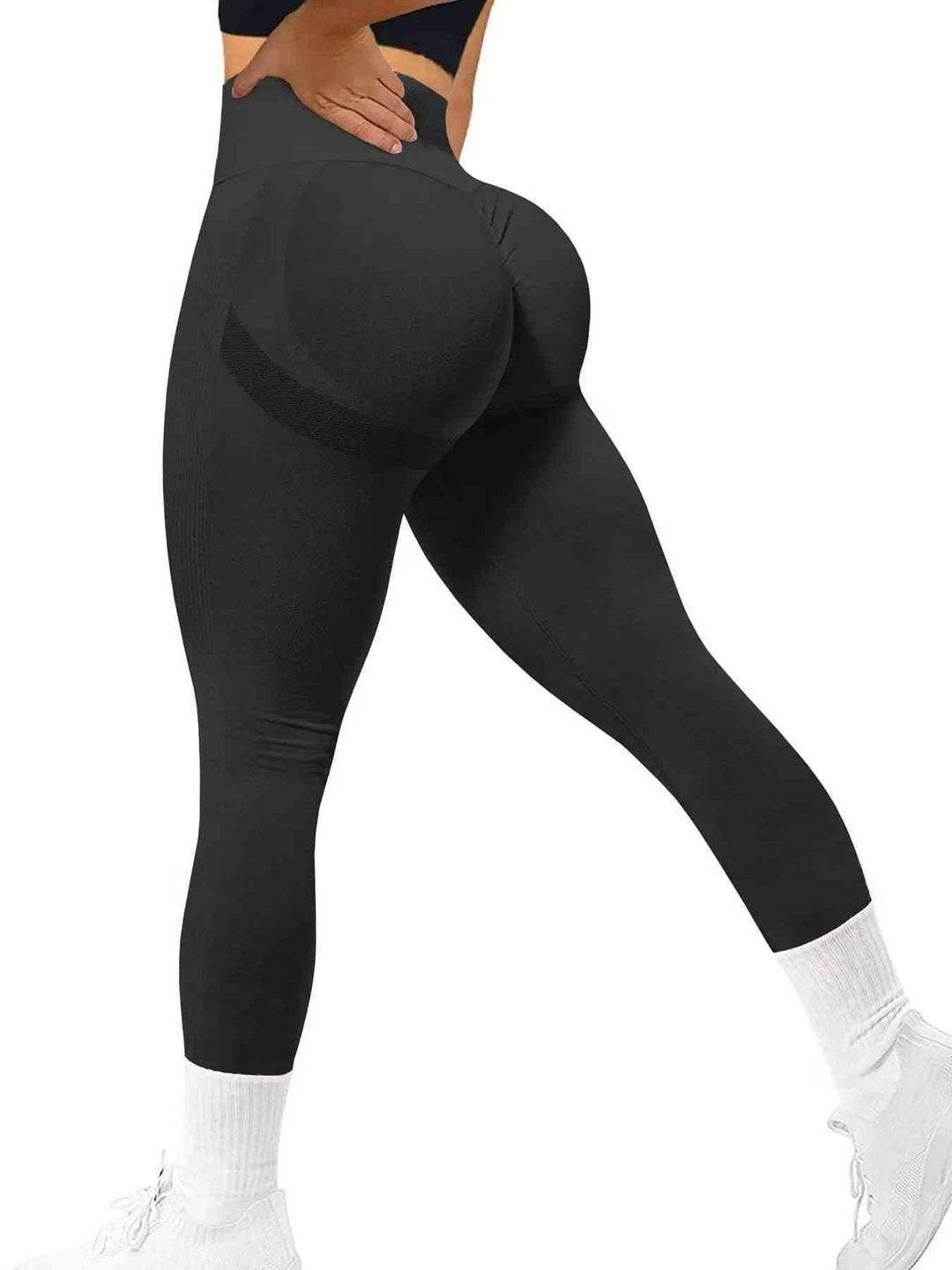 Sporty Women'S High Waist Ruched Sports Leggings, Sport Plain High Stretch Seamless Skinny Pants for Yoga Running Gym Workout, Ladies Sportswear Clothing for Indoor Outdoor Wear, Please Purchase a Size Up