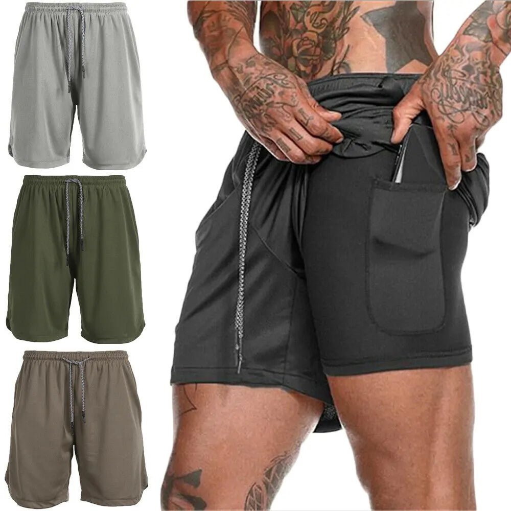 2019 Mens 2 in 1 Fitness Running Shorts