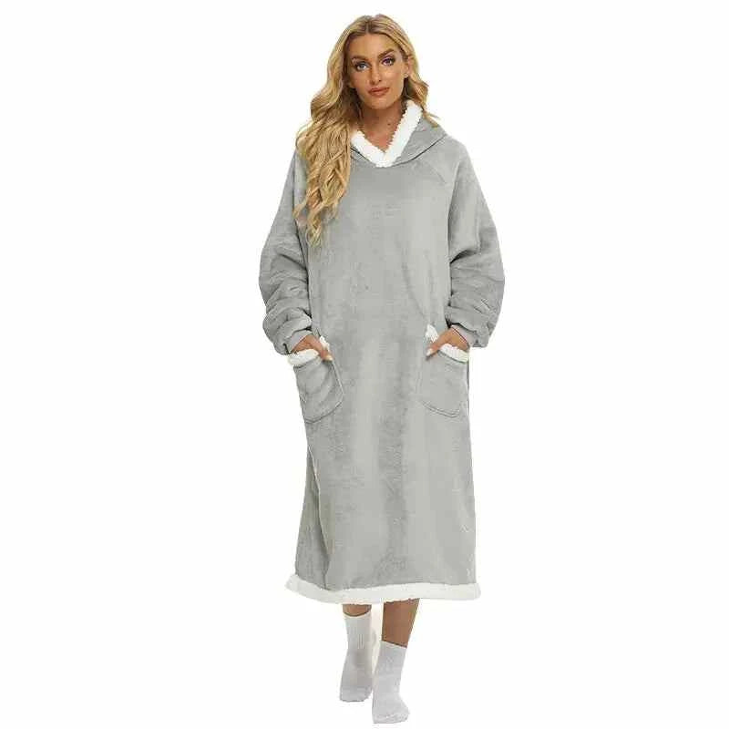 Super Long Flannel Blanket with Sleeves Winter Hoodies