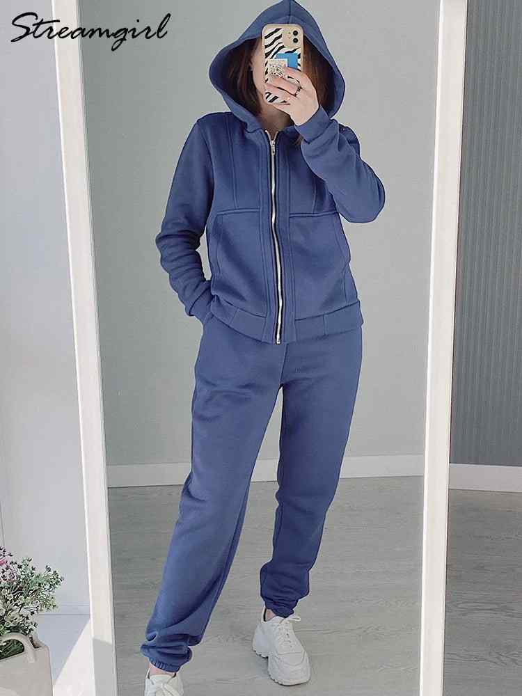 Streamgirl Winter Velvet Tracksuit Two-Piece Set