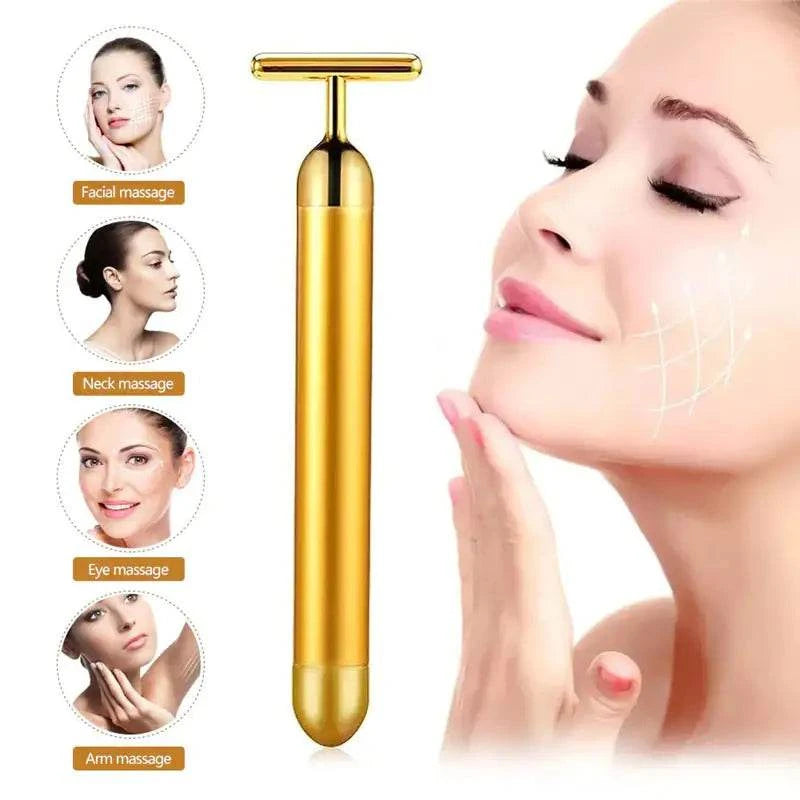 Elevate Your Skincare Routine with Our Energy 24K Gold T Beauty Bar Facial Roller Massager: Experience Radiant, Youthful Skin