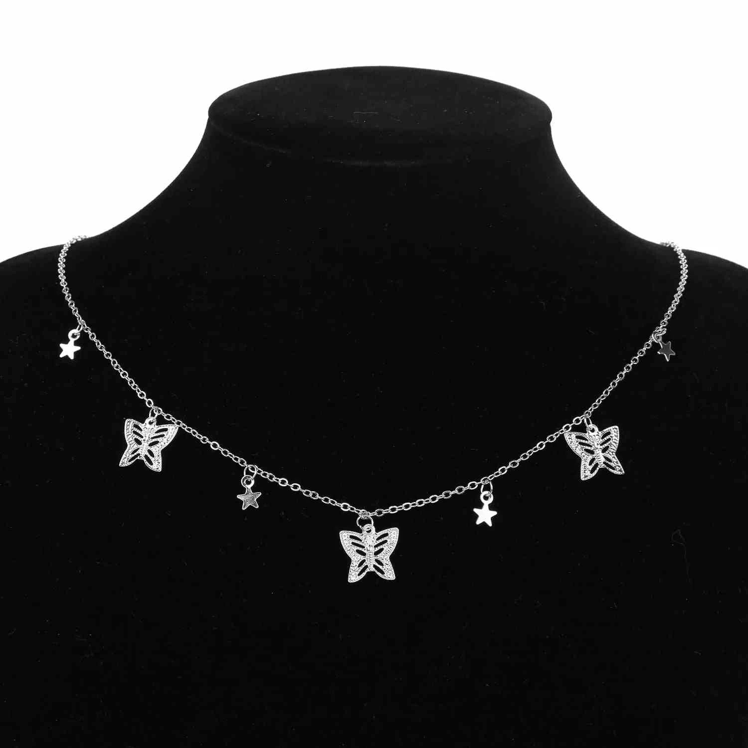 Gold Chain Butterfly Pendant Choker Necklace: Bohemian Beach Jewelry