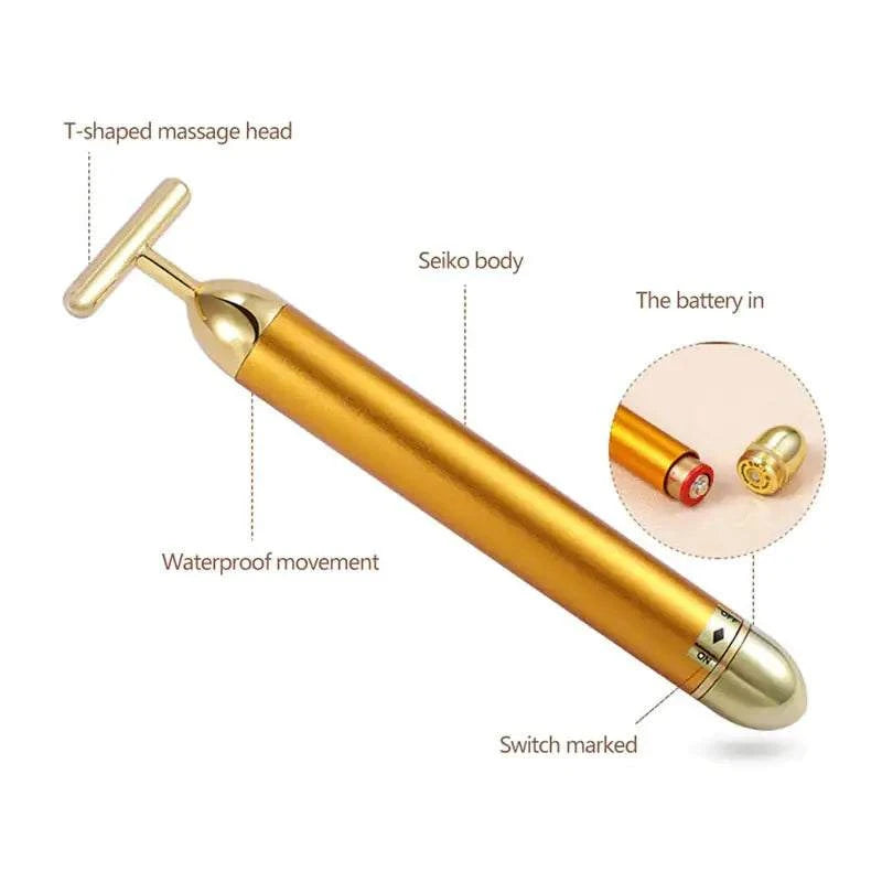 Elevate Your Skincare Routine with Our Energy 24K Gold T Beauty Bar Facial Roller Massager: Experience Radiant, Youthful Skin