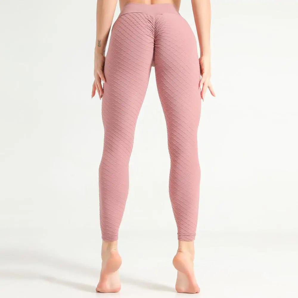 Cross Over Waist Seamless Yoga Pants with Scrunch Bum: High Rise Fitness Leggings