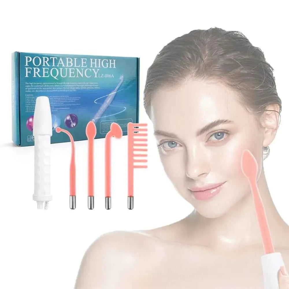 Experience Radiant Skin with our 4-in-1 High-Frequency Electrode Beauty Wand: Achieve a Glowing Complexion Effortlessly!