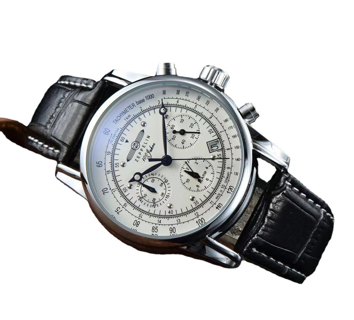 Zeppelin Horloge Top Waterdichte Lederen Business Casual Quartz Horloge Mannen Drie-Eye Multifunctionele Chronograaf Hot Koop nieuwe