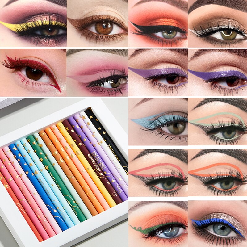 1PCS Professional Purple Black Eyeliner Waterproof Quick drying Pen