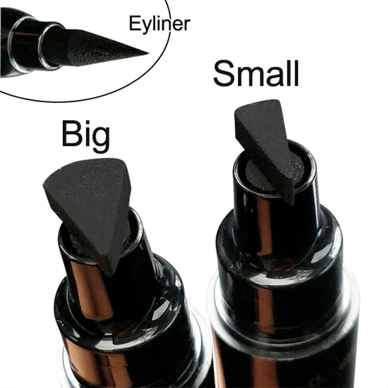 2 In1 Winged Stamp Liquid Eyeliner Pen Waterproof Fast Dry Black Eye