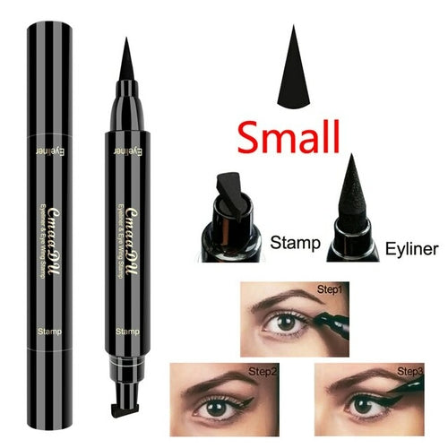 2 In1 Winged Stamp Liquid Eyeliner Pen Waterproof Fast Dry Black Eye