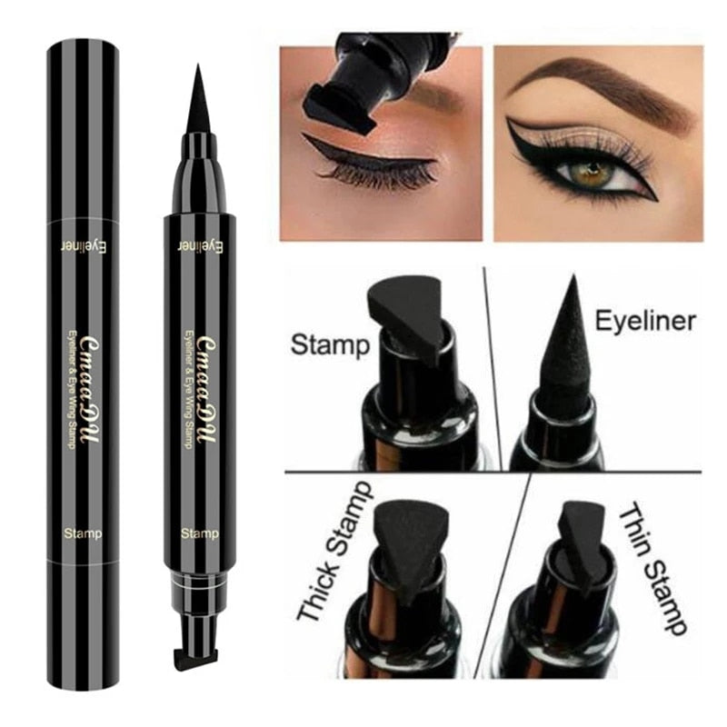 2 In1 Winged Stamp Liquid Eyeliner Pen2 In1 Winged Stamp Liquid Eyeliner Pen Waterproof Fast Dry Black Eye Waterproof Fast Dry Black Eye