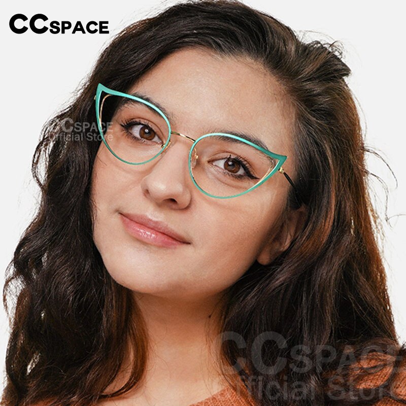  53445 Sexy Women Cat Eye Anti Blue Light Metal Optical Glasses Frames