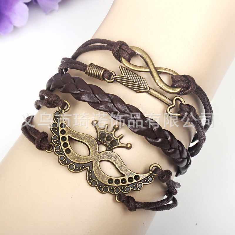 Skull Bangle Bracelet Multicolor Leather Chain Bracelets