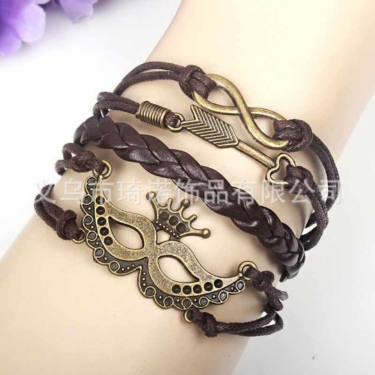 Skull Bangle Bracelet Multicolor Leather Chain Bracelets