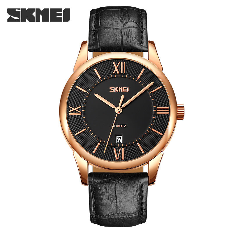 leather quartz watch 9261 zinc alloy single calendar foreign trade