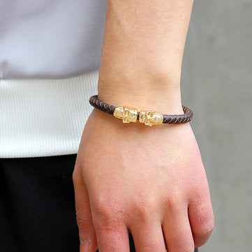 Skull Bangle Bracelet Multicolor Leather Chain Bracelets