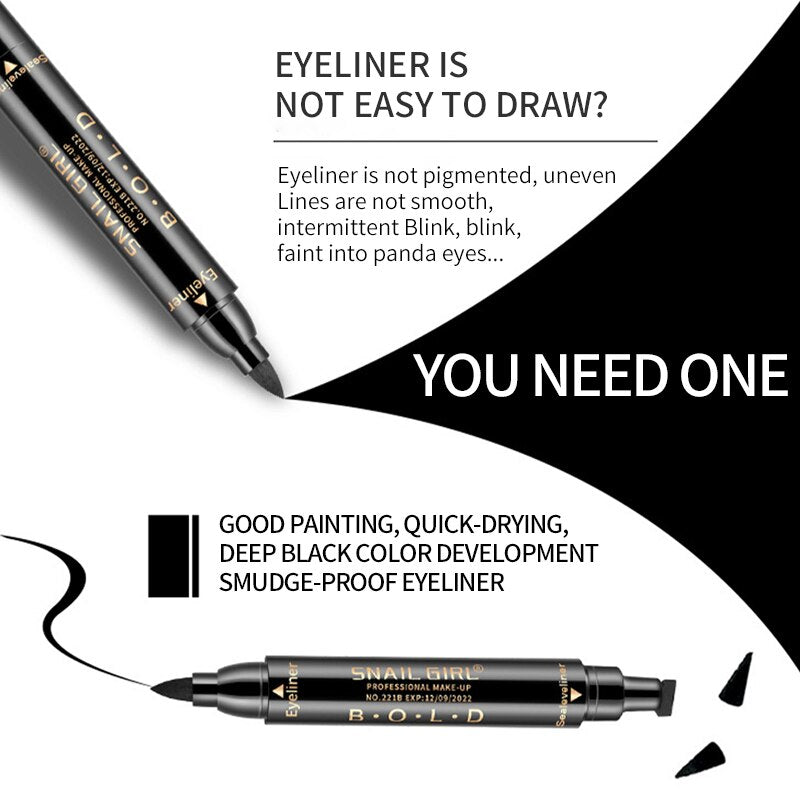 Big Seal Stamp Liquid Eyeliner Pen Waterproof Fast Dry Black Eye Liner