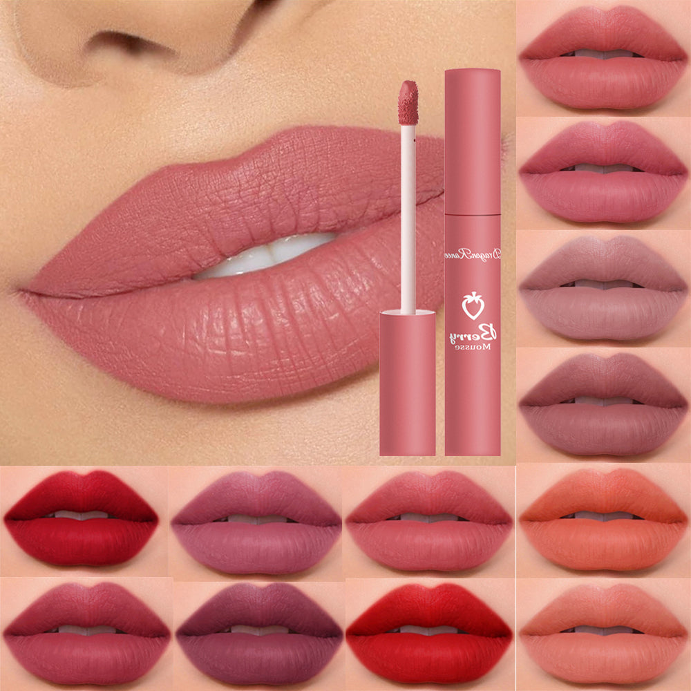 Liquid Lipstick Matte Strawberry Lip Gloss Cosmetic Waterproof Lip