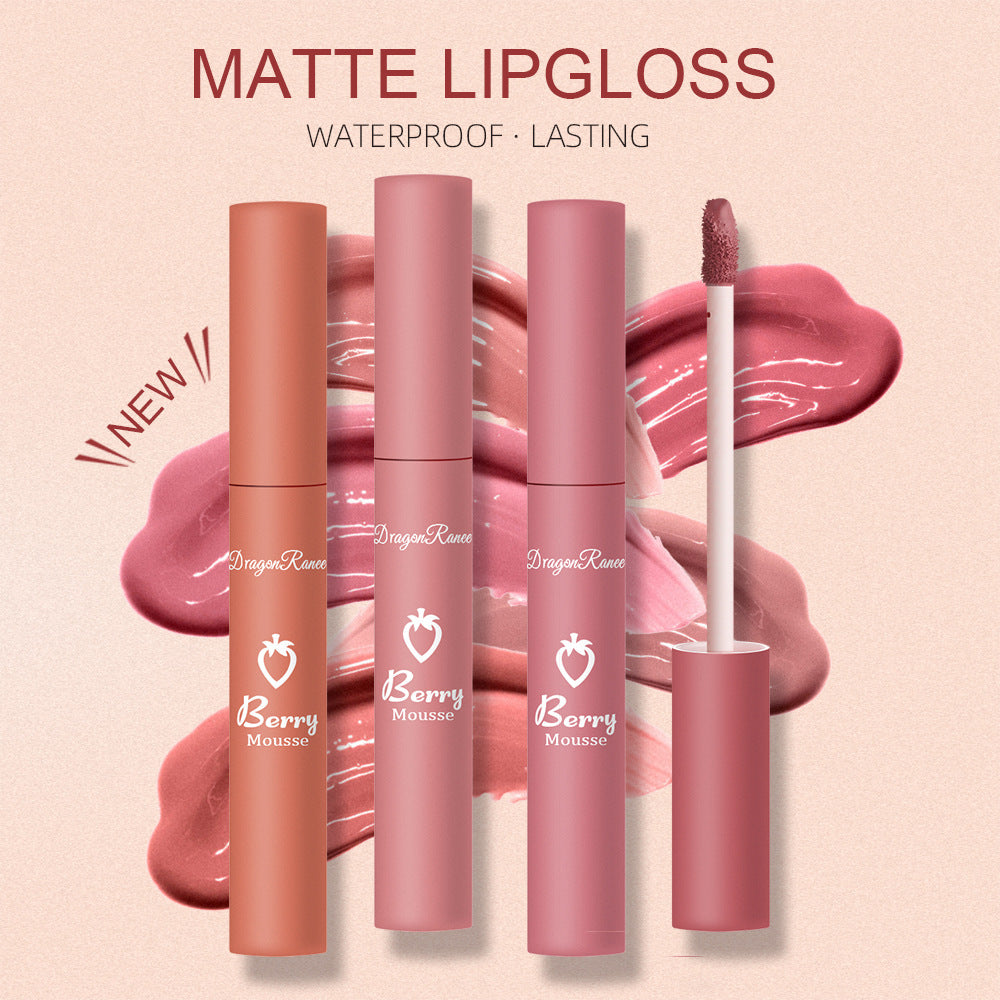 Liquid Lipstick Matte Strawberry Lip Gloss Cosmetic Waterproof Lip