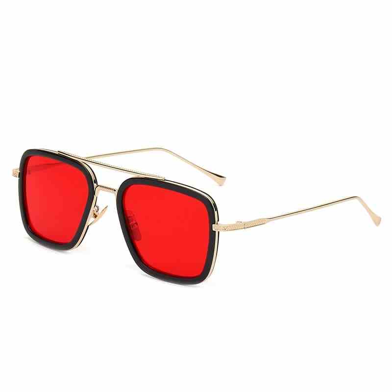 8Luxury Steampunk Men Square Sunglasses Tony Stark Iron Man Sun Glasses Vintage Metal Eyewear Pilot Sunglass UV400 Male Gafas