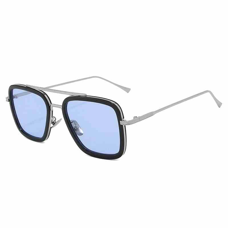 5Luxury Steampunk Men Square Sunglasses Tony Stark Iron Man Sun Glasses Vintage Metal Eyewear Pilot Sunglass UV400 Male Gafas