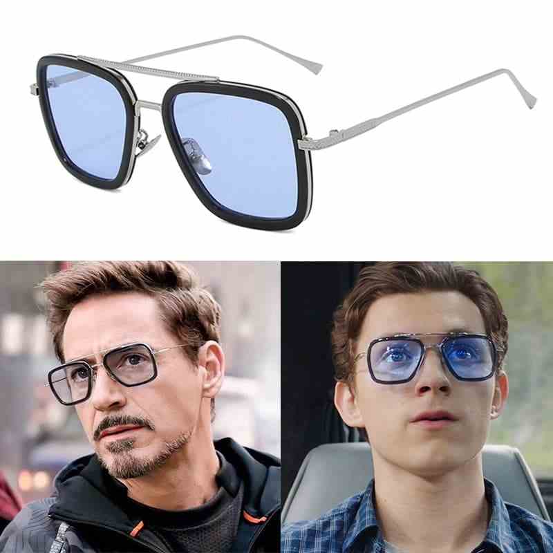 15Luxury Steampunk Men Square Sunglasses Tony Stark Iron Man Sun Glasses Vintage Metal Eyewear Pilot Sunglass UV400 Male Gafas