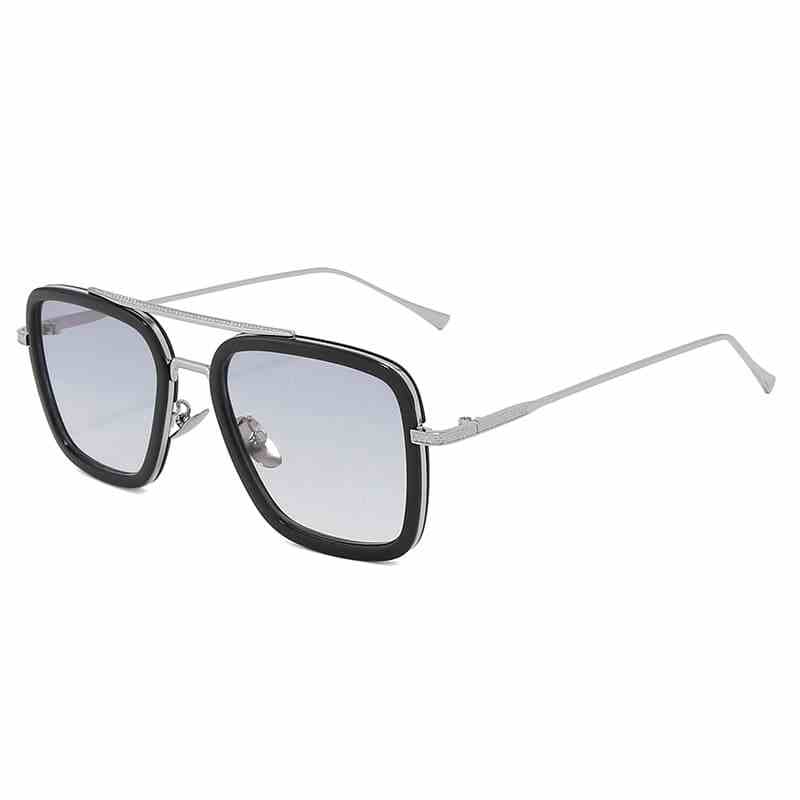 2Luxury Steampunk Men Square Sunglasses Tony Stark Iron Man Sun Glasses Vintage Metal Eyewear Pilot Sunglass UV400 Male Gafas