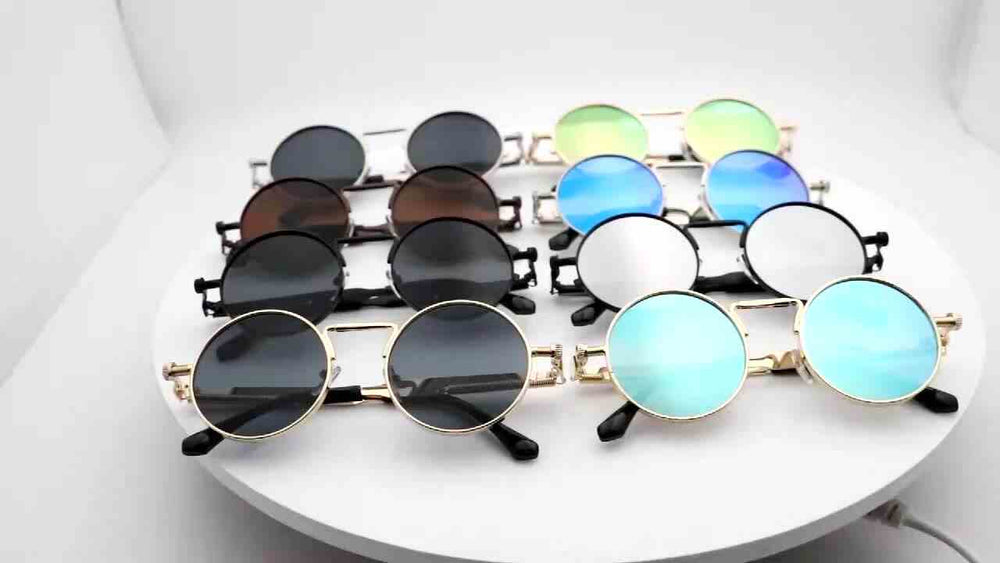 0Spring Metal Steampunk Mirror Sun Glasses