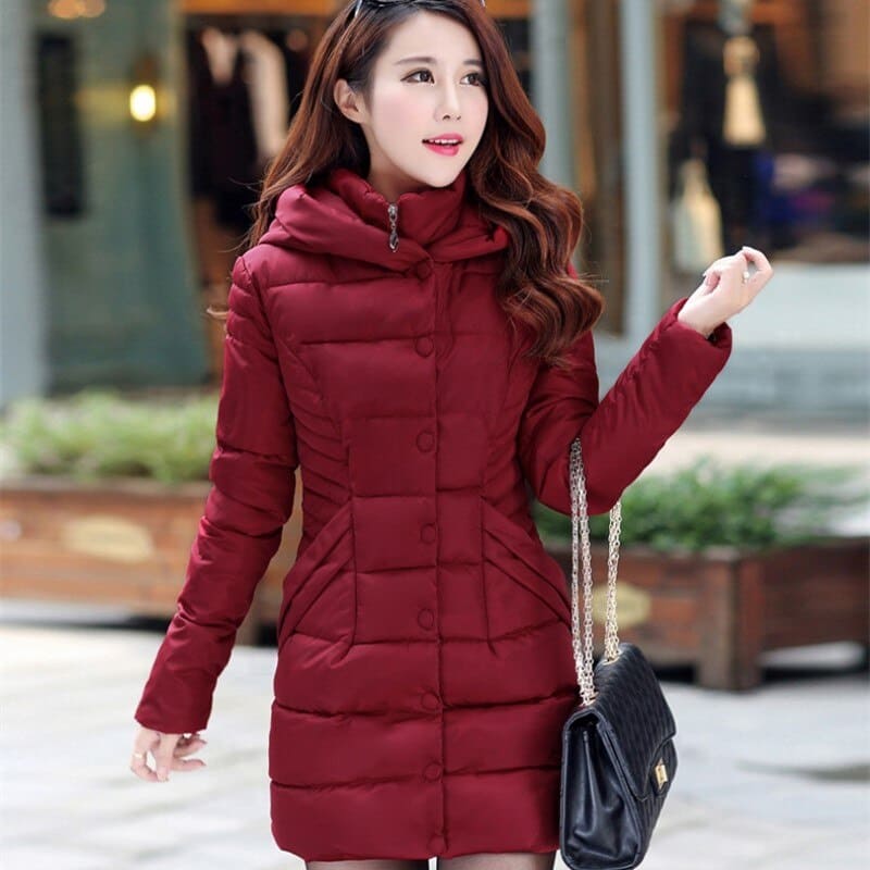 0Jacket Women Thick Cotton Parka Ladies Slim Warm Jacket