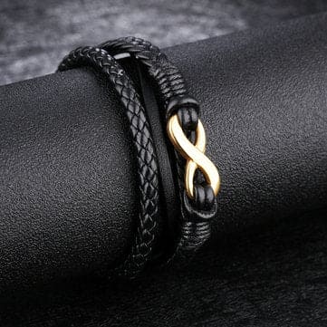 Vintage Multiplayer Leather Bracelet Bangle Titanium Steel Inverted Magnetic Wristhand