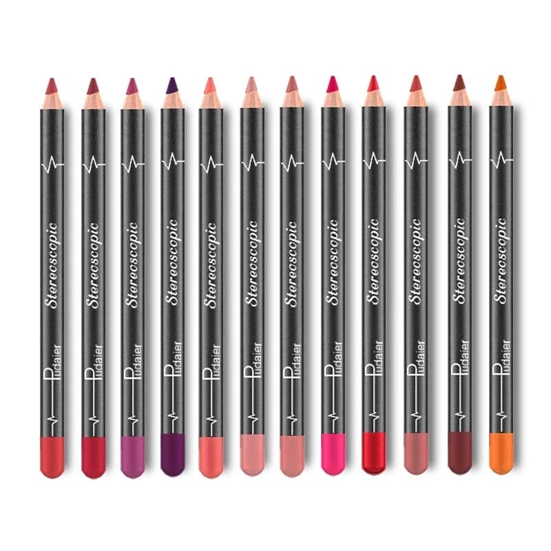 2WOOLOVE Lip Liner Pencil, 12 Colors, Matte, Moisturizing, Waterproof, Long Lasting, Professional Makeup Kit