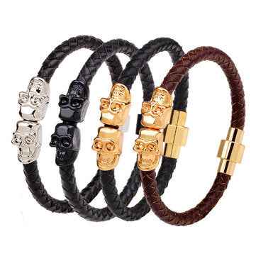 Skull Bangle Bracelet Multicolor Leather Chain Bracelets