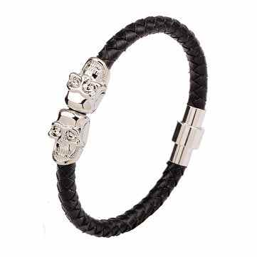 Skull Bangle Bracelet Multicolor Leather Chain Bracelets