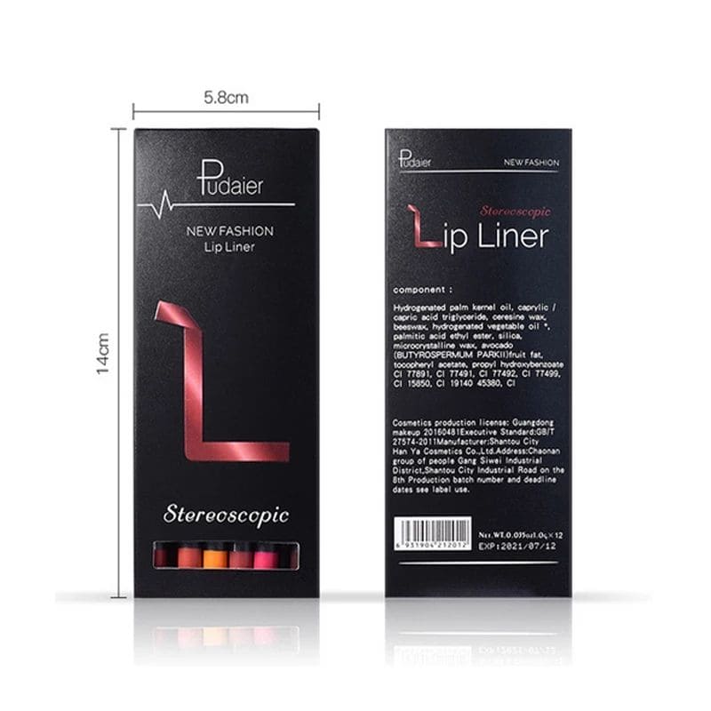 6WOOLOVE Lip Liner Pencil, 12 Colors, Matte, Moisturizing, Waterproof, Long Lasting, Professional Makeup Kit