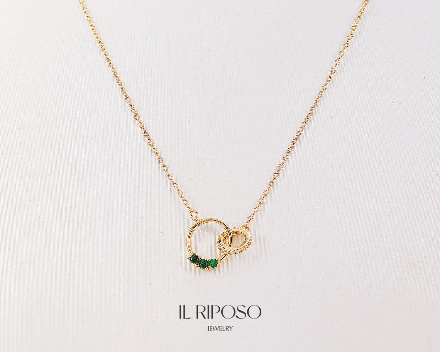 1Double Ring Circle Minimalist Necklace • Minimalist Necklace