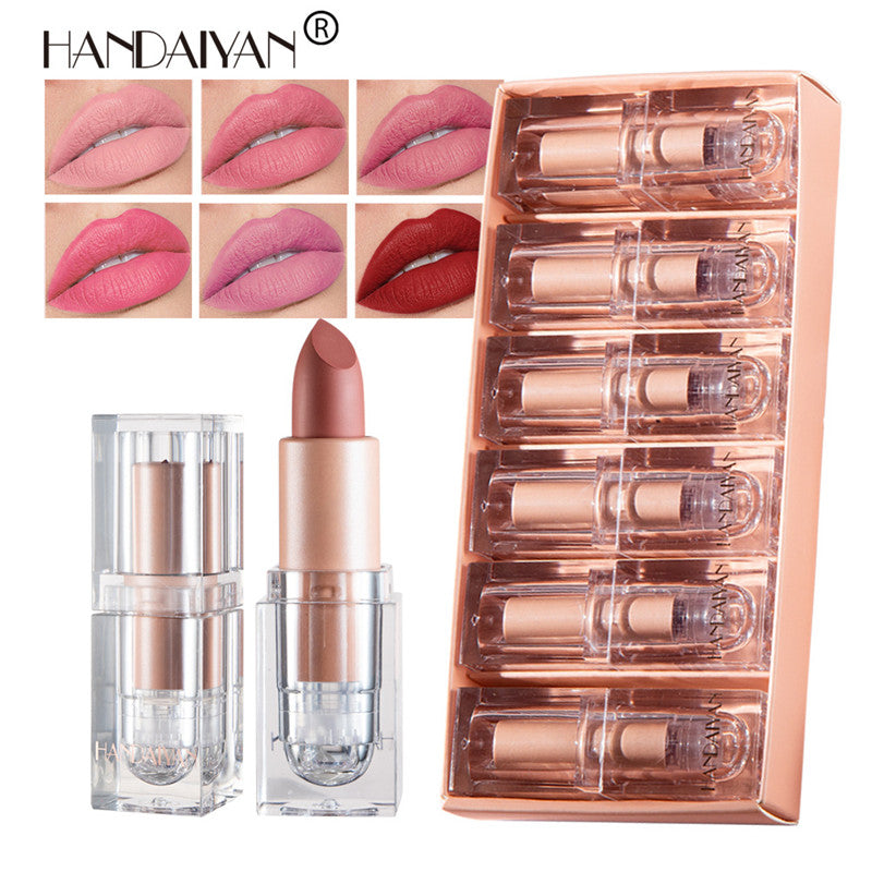 HANDAIYAN 6Pcs Velvet Matte Small Ice Cube Lipstick Set