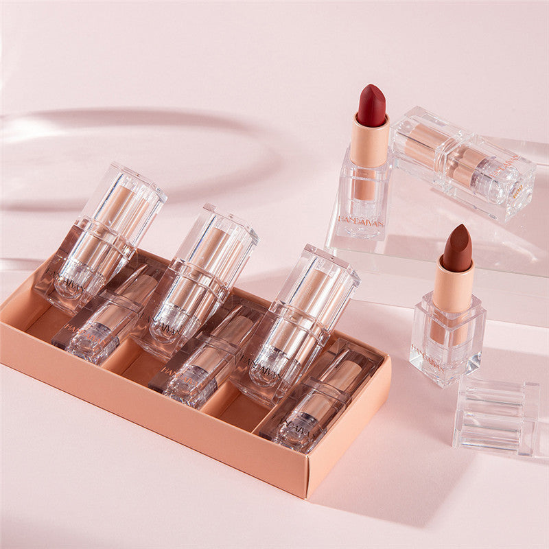 HANDAIYAN 6Pcs Velvet Matte Small Ice Cube Lipstick Set