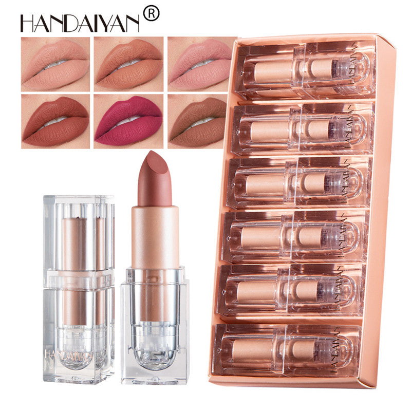 HANDAIYAN 6Pcs Velvet Matte Small Ice Cube Lipstick Set