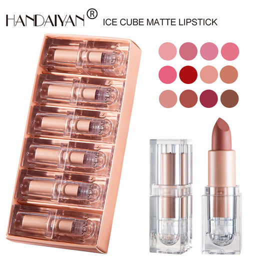 HANDAIYAN 6Pcs Velvet Matte Small Ice Cube Lipstick Set